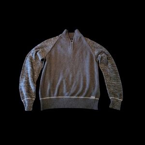 Men's Buckle Black Gray Quarter-Zip Sweater